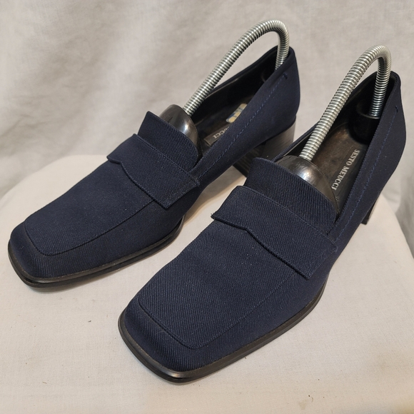 Vintage Sesto Meucci Block Heels Navy Sz 10 M - Picture 2 of 8